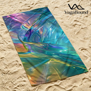 Iridescent Liquid Flow Luxury Beach Towels Crafted from Combed Cotton Plush and Absorbent Beach Towel or Pool Towels