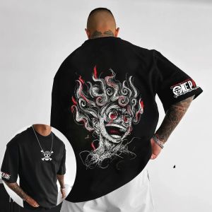 ONE PIECE เสื้อยืดผู้ชายลิง D.Luffy ญี่ปุ่นอะนิเมะฤดูร้อนเด็กใหม่แขนสั้น Oversize เด็กเสื้อผ้า