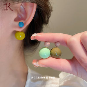 Frascati Korean Sweet Double Sided Round Ball Geometric Stud Earrings Creative Versatile Earring For Women Small Simple Jewelry