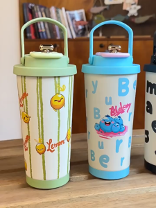 TERMOS CUP LED STAINLESS SUS 304 KAPASITAS 500ML / MUG GAGANG STAINLESS MOTIF BUAH LUCU kamimurah T 2278