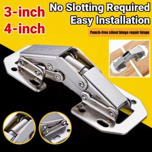 Non-Drilling Silent Hinge Repair Kit Cabinet Adjustable Soft Close Hydraulic Hinge Furniture Cupboard Hinge 免打孔静音合页修复铰链