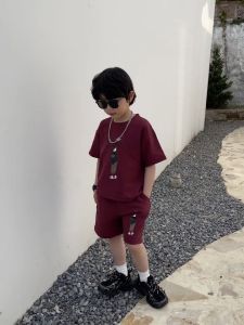 【Sweet Kids Deliver from Perak】 kanak-kanak lelaki saman santai leher bulat lengan pendek dan seluar pendek dengan corak comel mencetak kasual dan sejuk 2 keping set gaya korea 2-10 tahun
