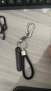 OUHOE | # Trendy DIY Mobile Phone Number Plate Pendant Keychain For Punk Simple Woven Leather Rope Anti-lost Car Key Chain Accessories