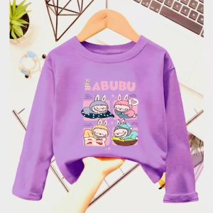 Atasan Kaos Anak Perempuan Lengan Panjang LABUBU Untuk Usia 1-12 Thn