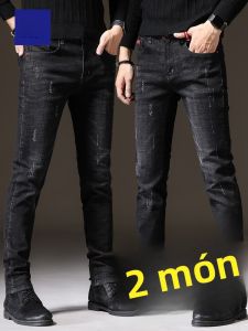ROMON | Quần Jeans Nam Ôm Vừa Vặn Mùa Xuân Thu Quần Dài Thường Ngày Thời Trang Co Giãn Cạp Thẳng Quần Jeans Denim Co Giãn Cho Thanh Thiếu Niên
