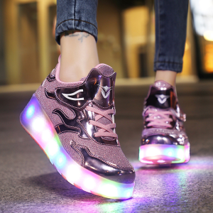 ALIKESMAN 2 Wheels Kids Led Roller Shoes Sneakers for Boys and Girls Roller Skates Rechargeable Roller Shoes Skate Shoes