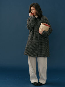 撞色 Thousand Birds Pattern Pure Wool Warm Coat