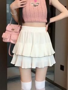 Rok pendek pinggang tinggi wanita gaya Korea Spice Girl Dance rok lipit pinggang tinggi Rok A-line