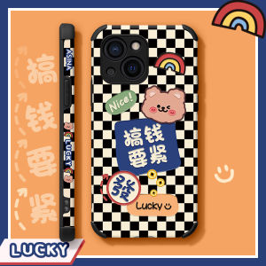 Ultra-Thin Plaid Bear Design Phone Case for iPhone 17 Womens Style Cute Full Lens Coverage Trendy Lamb Skin Apple 14 pro Max Case