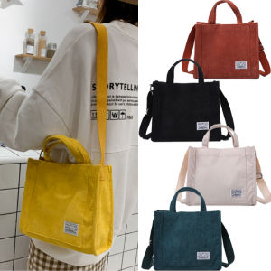 Korean Candy Color Corduroy Canvas Bags Shoulder Bag Portable Cross bag Handbag
