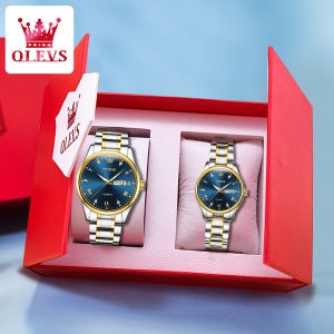 OLEVS 5563 Couple Watches Simple Fashion Original Quartz Wristwatch Waterproof Luminous His and Her Watch Set Roman Numeral Dial