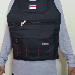 Rompi Motor Touring multifungsi kantong depan dobel besar pelindung dada serbaguna saku depan bisa muat barang bawaan banyak