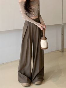 Quần Ống Rộng Ống Đứng Thường Ngày Cỡ Lớn Cho Nữ Quần Tây Phong Cách Hàn Quốc Cạp Cao Quần Dài Thường Ngày Mùa Thu