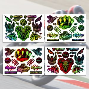 Monster Energy Stickers Laser Colorful Motorcycle Helmet Body Waterproof Decals