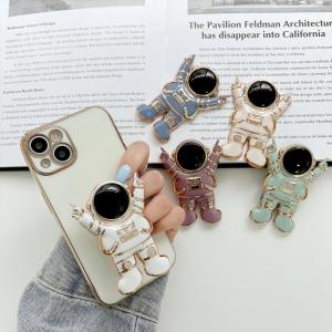 Zeallion Astronaut Electroplated Mobile Phone Holder Cartoon Finger Ring Holder Three-dimensional Support Lazy Phone Holder for Desk