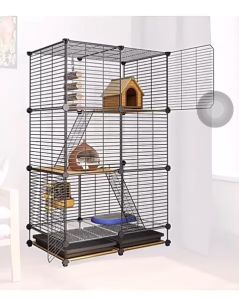 Nhà xinh cho pet Chuồng mèo con sóc hamster chuột khỉ tắc kè rồng...có mái che và khay vệ sinh