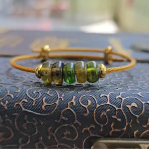 Q2568 Vòng ngũ điếu Tourmaline đa sắc xanh dây cáp ko kén mệnh - Phong Thủy TUDO