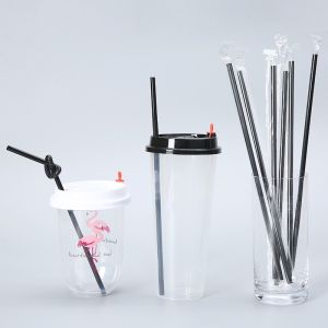 Food Grade Long Straw Independent Packaging Single Colorful Flexible Heat Resistant Childrens Beverage Milk Tea Drinking Straws