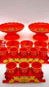 Mâm nhựa pha lê chưng trái cây vật phẩm cúng