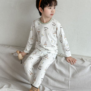 Bộ Đồ Ngủ Cotton Lycra Mỏng Mùa Thu Cho Trẻ Em Hoạt Hình Đồ Ngủ Mặc Nhà Không Xương Nhỏ Trung Bình Trẻ Em Đồ Lót Cotton Lycra