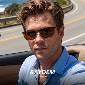 Raydem | Driving Fishing UV Protection Half-Frame Aluminum Magnesium Polarized Sunglasses