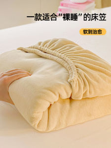 Thickened Milk Velvet Coral Fleece Bed Canopy Three-Piece Set Anti-Slip Mattress Protector Single Piece Warmth Retention Bedding