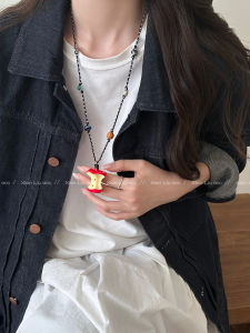 Dopamine Knitted Apple Necklace Womens Fashion 2025 New Popular Sweater Chain Accessory Cute Design Sensation Jewelry