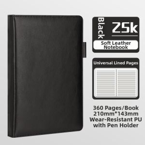 deli | Sleek and Thick A5 Leather Cover Notebook for Business and Academia