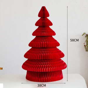 Festive Paper Christmas Tree Decoration 3D Foldable Ins Style Window Display Hotel Atmosphere Scene Props Large Size