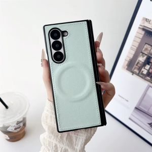 Magnetic Phone Case for Magsafe For Samsung Galaxy Z Fold 8 Ultra 7 6 5 4 3 Fold8 Fold7 5G Hinge Protective PU Leather Cover