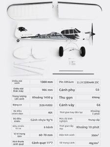 FMS | Máy Bay Điều Khiển Từ Xa RC PA-18 Super Cub 1300mm Phiên Bản STOL Dành Cho Người Mới Bắt Đầu