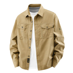 CHAFEI | Cotton Workwear Jacket Spring Autumn Mens Casual Loose Large Size Long Sleeve Shirt