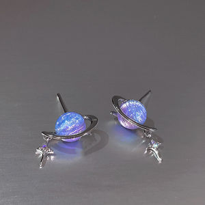 New Round Woman Earrings Planet Girl Cat Eye Personality Hundred Match Earrings Engagement Exquisite Jewellery Gifts