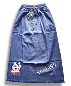 Rok semi jeans anak perempuan motif karakter untuk anak usia 6-10 tahun