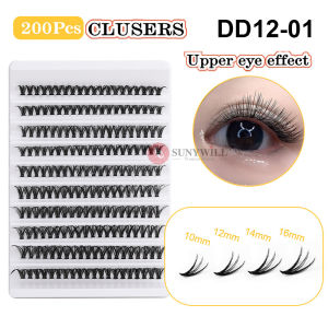 SUNYWILL DIY Natural False Eyelashes Extension Kit 10 Rows Individual Eyelash 8-16mm Mix Length Soft Hair Grafting C Curl 3D Mink Fake Eye Lashes