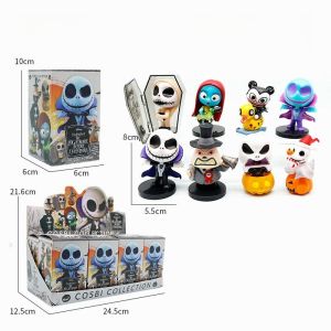 Bandai | Christmas Eve Frighten Jack Skull Doll Decorate Halloween Doll Blind Box Desktop Decorations Collection Birthday/Christmas Gifts