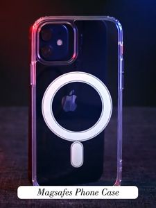 iPhone 14 /13 Pro Max Plus MagSafe Compatible Acrylic Phone Case with 4-Corner Bumper Clear Hard Back Casing Cover