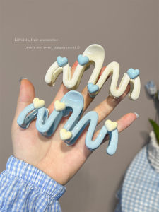 Cute Shark Hair Clip Womens Wavey Cream Blue Heart Shaped Hair Accessories  Summer Style Korean Fashion Hair Grips