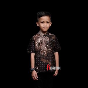 Kemeja Batik Anak Laki Ukuran 1-13 Tahun Motif Kate Sage Mustard