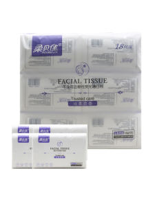 Roubia 4-Layer Bamboo Pulp Soft Tissue Paper 344 Sheets 18 Packs Wet Wipe Facial Tissues Large Size Home Use Hygienic Tissues