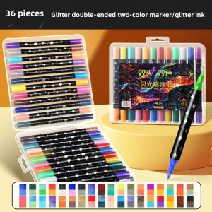 LFSHAONVXIN | Colorful Flashing Jelly Glow Acrylic Marker with Color-changing Double Heads Non-toxic Shimmering