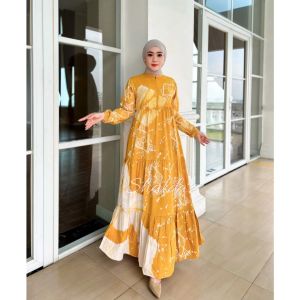GOLD DRESS GAMIS Twill CANDI Mekar gamis BATIK CAP SHALDA pekalongan