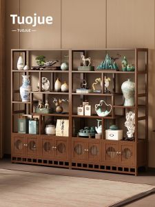 New Chinese Style Bamboo Storage Rack Tea Cabinet Display Case Multiple Treasures Shelf High End Tea Leaf Placement Stand