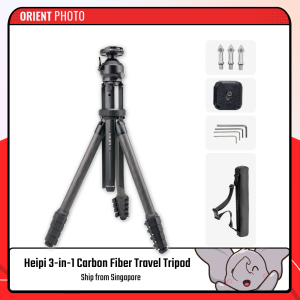 Heipi 3-in-1 Carbon Fiber Travel Tripod with Ball Head Kit W28S-Q – Lightweight Compact 25kg Load Capacity for DSLR Mirrorless & Mobile Photography Orient Photo SG