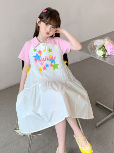 Princess Style Girls Summer Dress Korean Version Short Sleeve Midi Skirt Breathable Lightweight Comfortable Childrens Clothing