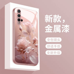 Rose Fog Color Luxury Silicone Glass Full Cover Anti-Fall Huawei Honor 20S Phone Case Creative Simple Protective Shell for 5G