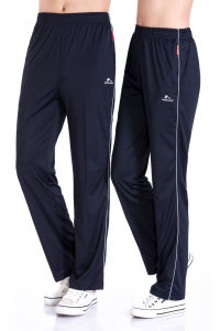 กางเกงกีฬาผ้าไหมเกาหลียืดหยุ่นสีน้ำเงินเข้ม กางเกงขายาวลำลองสำหรับนักเรียนมัธยมปลาย กางเกงกีฬาระบายอากาศได้ดี ดูดซับเหงื่อ ระบายความชื้น