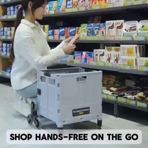 Foldable Trolley Shopping Cart with wheel Large Capacity Portable camping trolley Storage Cart Movable Climber手推车