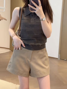 Shalldoer | ชุดเสื้อกั๊กแขนกุดและกางเกงขาสั้นแบบลำลองสำหรับผู้หญิงในช่วงฤดูร้อนปี 2025 ดีไซน์เปิดหลังแบบไม่มีกระดุม