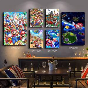 Game Super Mario Self-adhesive Art Poster Retro Kraft Paper Sticker DIY Room Bar Cafe Stickers Wall Painting